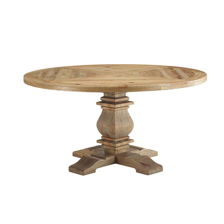 Vertical 59" Round Pine Wood Dining Table - living-essentials